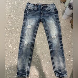 Rock Revival Orange Label Distressed skinny ankle size 27